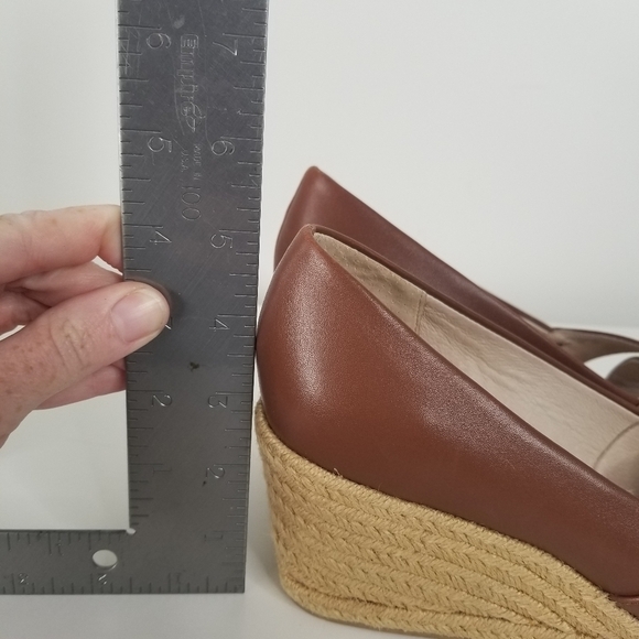 Jack Rogers Palmer Criss Cross Leather Espadrille Wedges Size 8.5M Brown - Picture 9 of 10